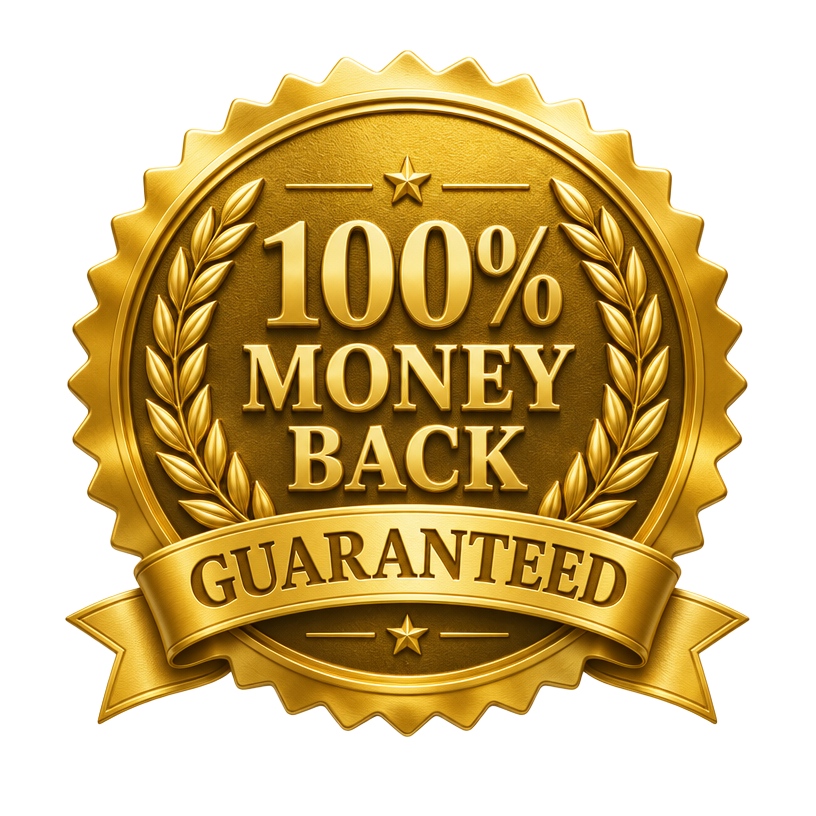 100% money back guaranteed seal