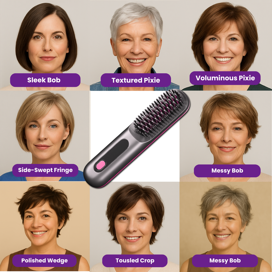 Sleek bob, textured pixie, voluminous pixie, side-swept fringe, polished wedge, tousled crop and messy bob